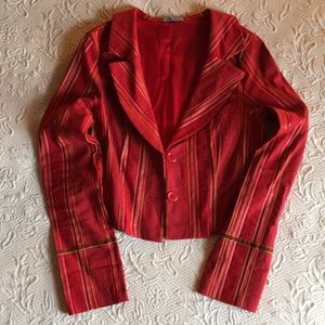 Red fitted blazer....